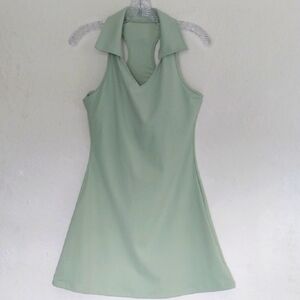 Zhenzi Sports Dress Collar Green Pickleball Tennis Racerback Built in Bra